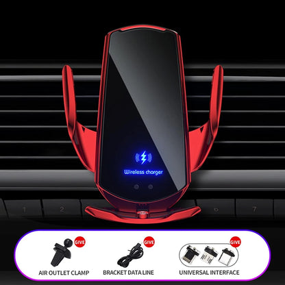 15W Q3 Smart Sensor Car Phone Wireless Charger Fast Charging Auto-Clamping Car Phone Holder for iPhone and All  Android