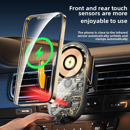 Smart Sensor Car Phone Wireless Charger 15W Fast Charging Auto-Clamping Car Phone Holder For IPhone And All Enable Android