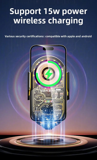 Smart Sensor Car Phone Wireless Charger 15W Fast Charging Auto-Clamping Car Phone Holder For IPhone And All Enable Android