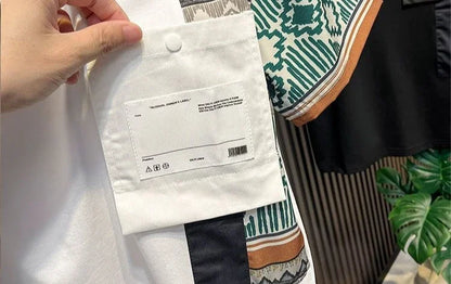 Embroidery T Shirt for Men Striped Man Tee Shirts Top Summer Chic Elastic Original Cheap Clothes Fashion Korean Popular Stylish