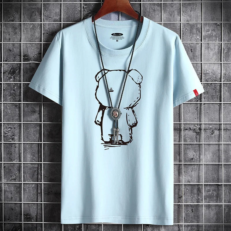 T Shirt for Men Men's Clothing Fitness White O Neck Anime Man T-shirt For Male Oversized Tops New Men T-shirts Goth Punk