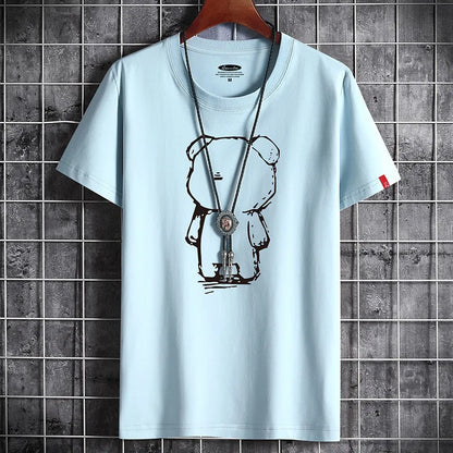 T Shirt for Men Men's Clothing Fitness White O Neck Anime Man T-shirt For Male Oversized Tops New Men T-shirts Goth Punk