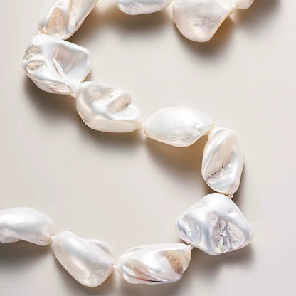 Pearl Choker Necklace for Women Boho Black White Large Freshwater Pearls Beaded Statement Necklaces Silver Fashion Jewelry Gifts