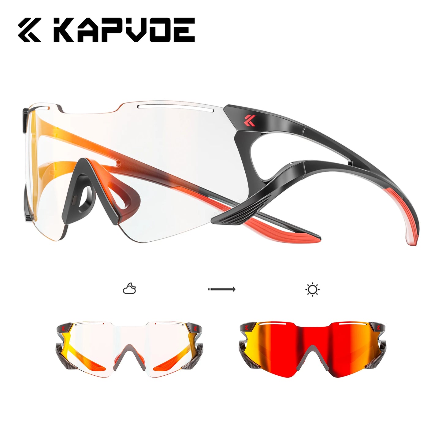 Kapvoe Cycling Sunglasses Photochromic Sports Eyewear UV400 Men MTB Eyewear Outdoor Running Goggles Hiking Sunglasses Sports