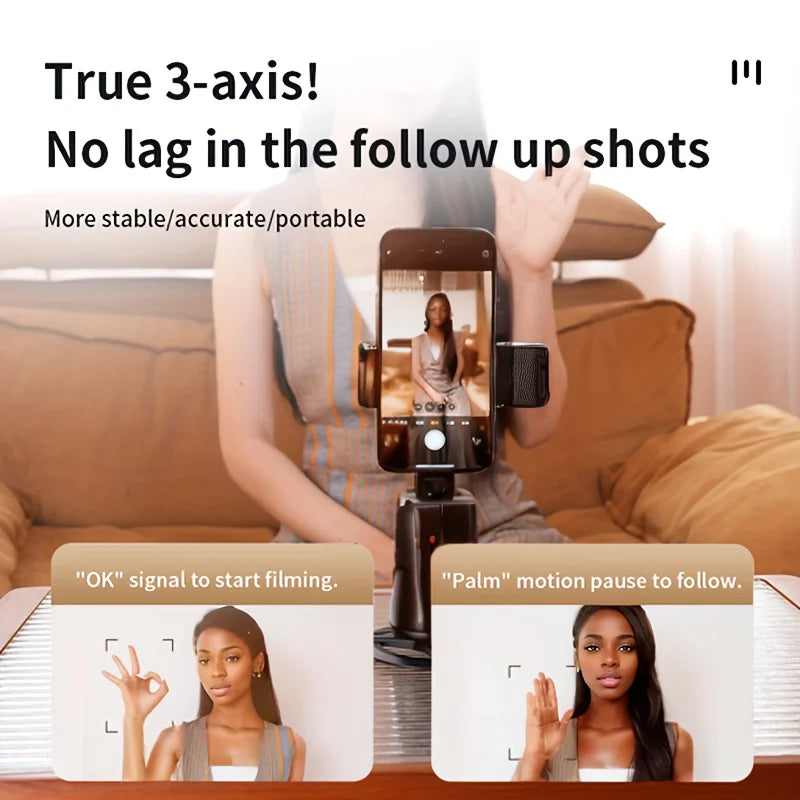 Smart AI face recognition 360° mobile phone follow-up gimbal mobile phone desktop stand live shooting tracking selfie stick
