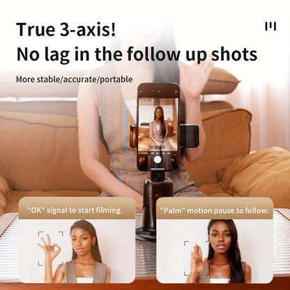 Smart AI face recognition 360° mobile phone follow-up gimbal mobile phone desktop stand live shooting tracking selfie stick