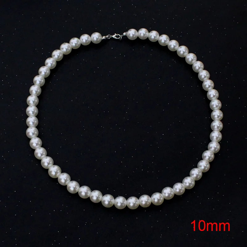 Pearl Necklace Women Men Classic Handmade Strand Bead Jewelry Luxury Trendy Choker Party Gift