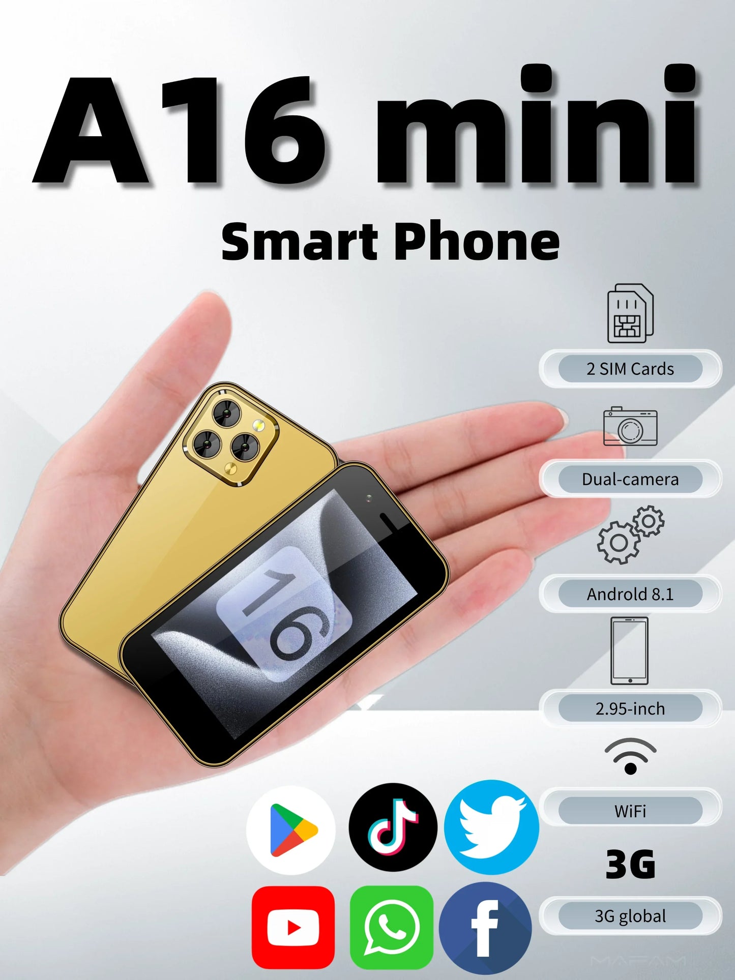 Mini Smart Phone For Kids In Low Price 3.0 Display With Play Store Hotspot Android 8.1 Portable Dual SIM Backup Student Phone