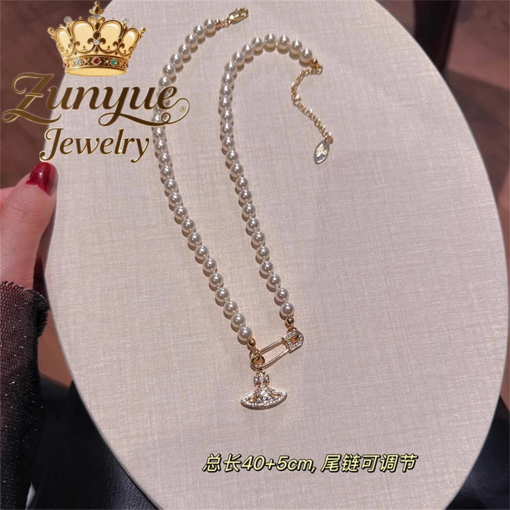 Natural Freshwater Pearl Necklace Exquisite High-end Sexy Young Girls Holiday Gift "ins High-end feel" Luxury Quality Jewelry