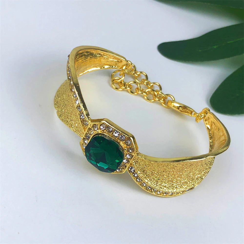 ESALE Two Tone Jewelry Set Gold Plated Big Pendant Necklace Bracelet Water Drop Earring Ring For Women Wedding Gifts 2025 New