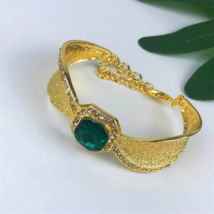 ESALE Two Tone Jewelry Set Gold Plated Big Pendant Necklace Bracelet Water Drop Earring Ring For Women Wedding Gifts 2025 New