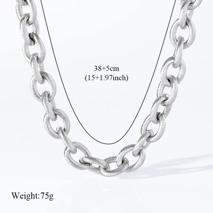 EILIECK Silver Color Cuban Chain Necklace For Women Girl Fashion New Party Gift Thick Neck Chain Waterproof Jewelry Bijoux