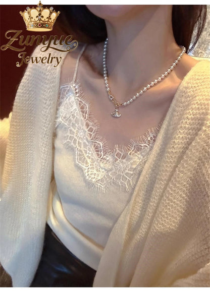 Natural Freshwater Pearl Necklace Exquisite High-end Sexy Young Girls Holiday Gift "ins High-end feel" Luxury Quality Jewelry