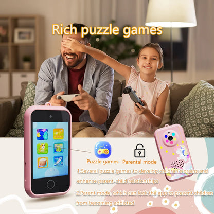 Kids Smart Phone Toys with 32GB TF card,USB Charging, 720P IPS Touch screen,Dual Camera Smart Phone For Kids, Gifts Play Phone