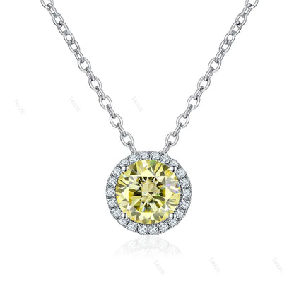 Tezzc 0.5ct 1ct Moissanite Necklace for Women 925 Sterling Silver with Gold Plated Pendant Luxury Necklaces Jewelry Wholesale