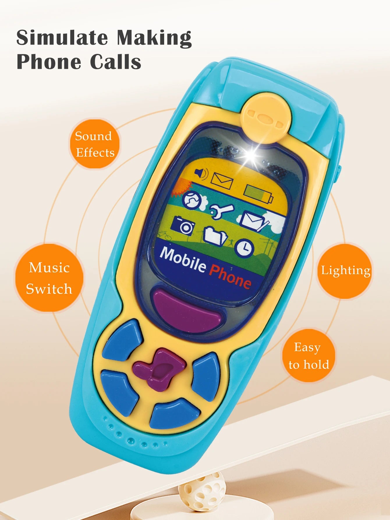 Smartphone Toys, Baby Phone with Music and Light Sound Interact Simulate Making Phone Calls, Gifts for Kids not Include Battery