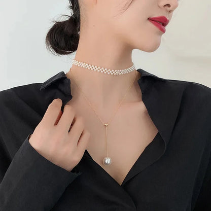Imitaition Pearl Necklace for Women Simple Fashion Collarbone Chain White Choker Necklaces Designer Wedding Jewelry Wholesale