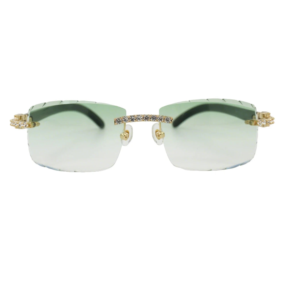 Horn Sunglasses Rimless metal ultra light titanium polarized UV400 lenses retro horn temples unisex For beach driving daily use