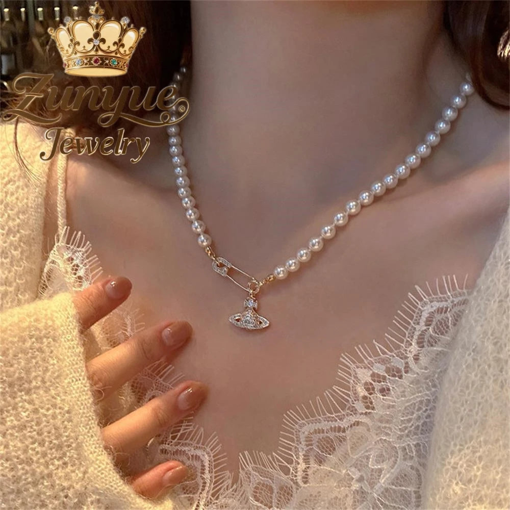 Natural Freshwater Pearl Necklace Exquisite High-end Sexy Young Girls Holiday Gift "ins High-end feel" Luxury Quality Jewelry