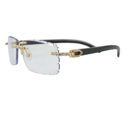 Horn Sunglasses Rimless metal ultra light titanium polarized UV400 lenses retro horn temples unisex For beach driving daily use