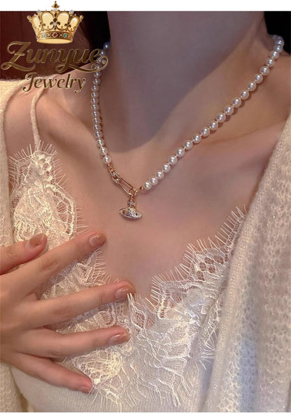Natural Freshwater Pearl Necklace Exquisite High-end Sexy Young Girls Holiday Gift "ins High-end feel" Luxury Quality Jewelry