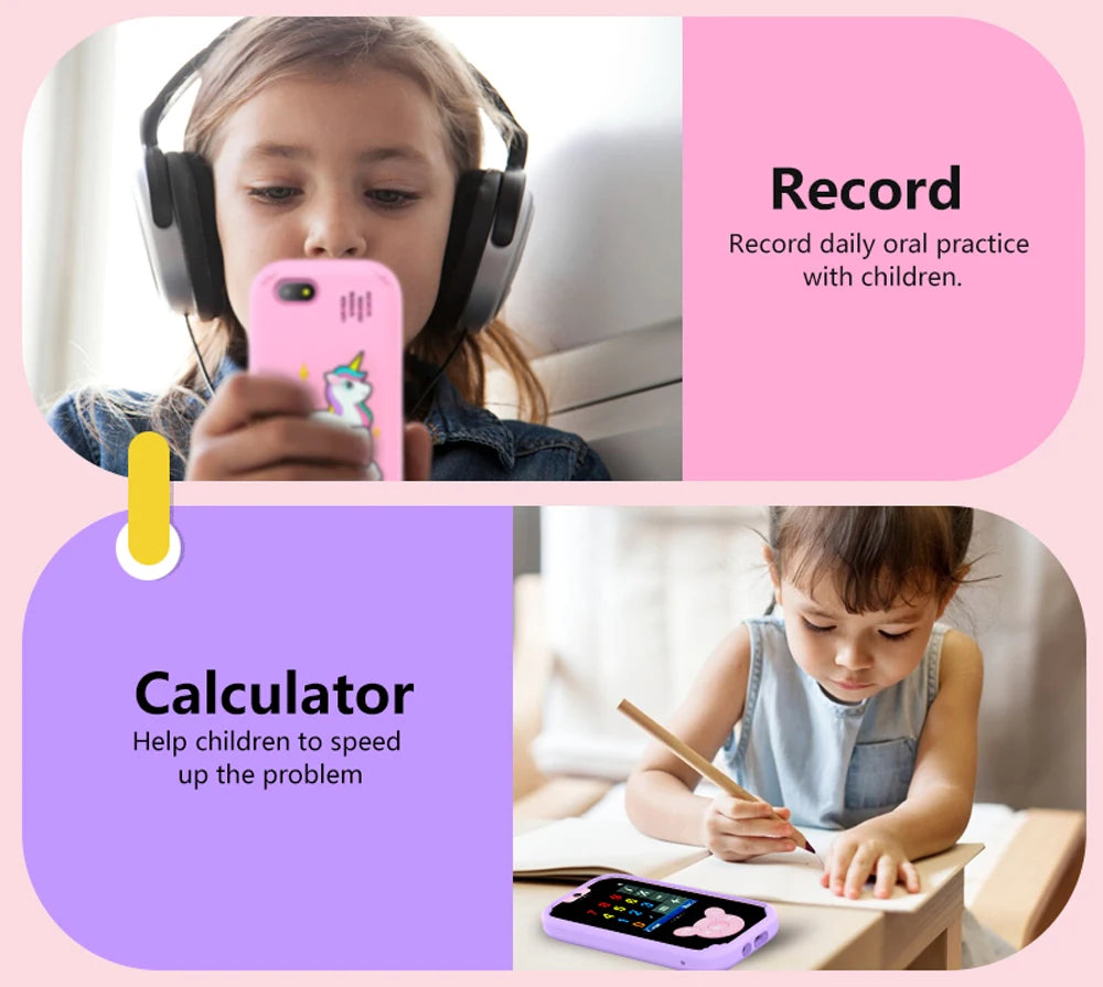Kids Smart Phone Educational Toys Dual Camera Music Player Baby Phone With 8G Memro Game Learning for Age 3-12 Brithday Gifts