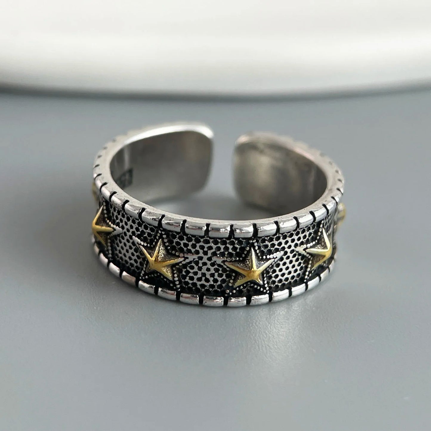 925 Sterling Silver Rings for Women Couple Minimalist Handmade Simple Retro Star Ring Fine Jewelry Gift Prevent Allergy