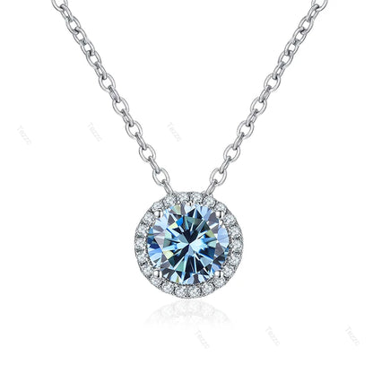 Tezzc 0.5ct 1ct Moissanite Necklace for Women 925 Sterling Silver with Gold Plated Pendant Luxury Necklaces Jewelry Wholesale