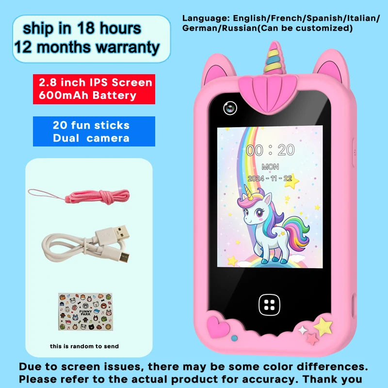 Kids Smart Phone for Girls Boys Dual Camera Music Player 17 Games Toddler Learning Phone Kids Cell Phone Toys Birthday Gifts