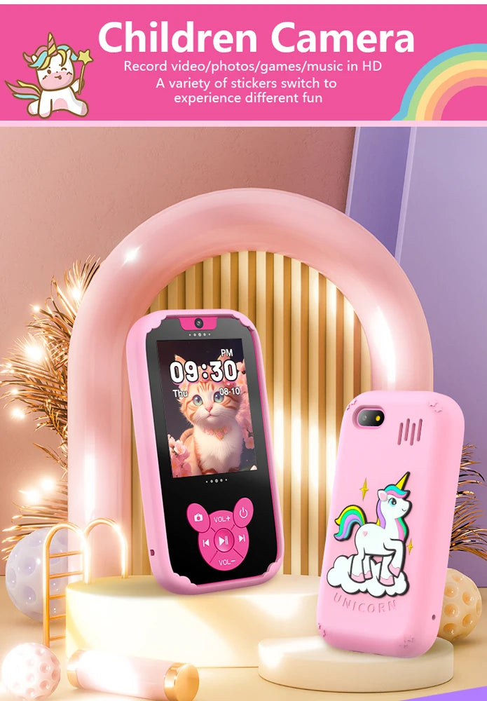 Kids Smart Phone Educational Toys Dual Camera Music Player Baby Phone With 8G Memro Game Learning for Age 3-12 Brithday Gifts