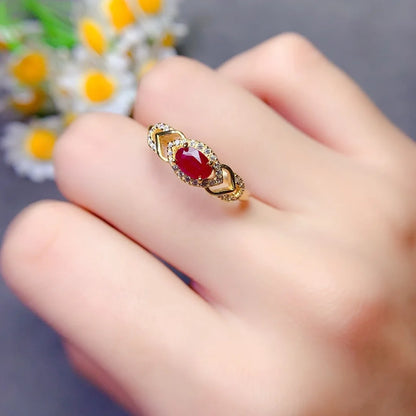 Exquisite Vibrant Natural Ruby Ring S925 Silver Stylish Versatile Jewelry for Women Ideal for Parties Office Wear