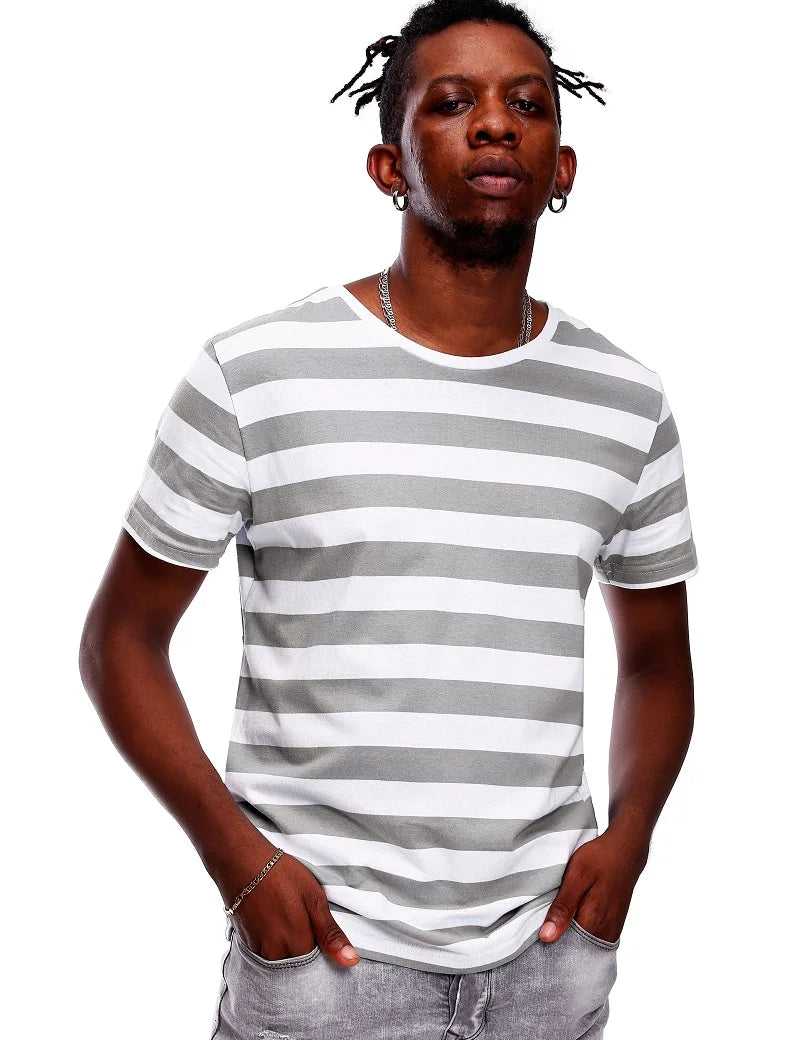 Striped T Shirt for Men Slim Fit Black White Navy Red Even Stripe TShirt Man Short Sleeved Fashion O Neck Striped Top Tees
