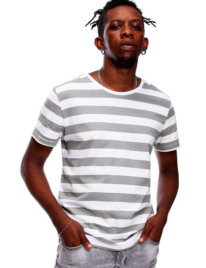 Striped T Shirt for Men Slim Fit Black White Navy Red Even Stripe TShirt Man Short Sleeved Fashion O Neck Striped Top Tees