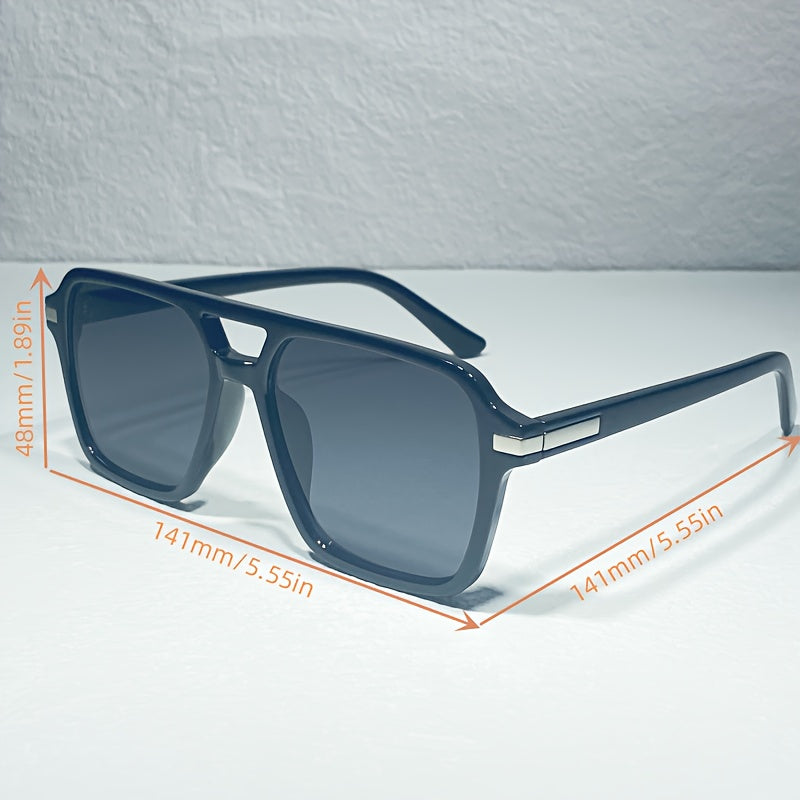 Stylish Double Bridge Gradient Sunglasses - Fashionable Shades for Women and Men - Perfect for Driving, Beach Party, and Casual Everyday Wear