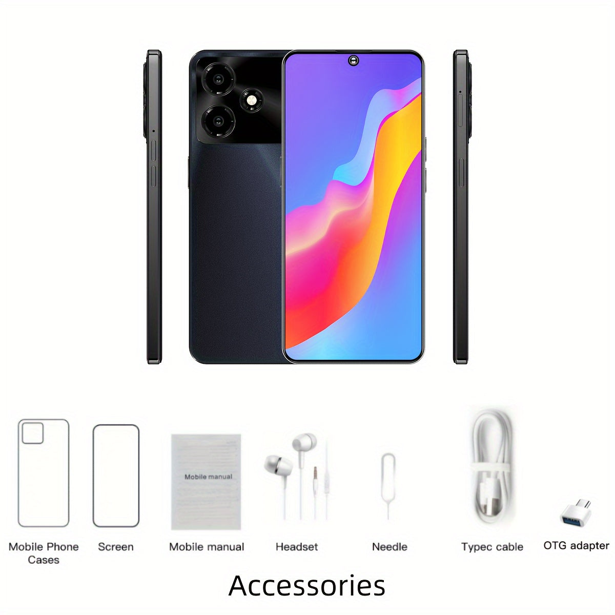 6.53 " Incell Original HD Perforated Screen Smart Phone, Multi-Function Smart Phone, MTK6737 4 Core CPU, 4G Network, 720*1600 Resolution Memory 6+256GB, GPS, Camera 2MP+13MP, Support 10W Fast Charge