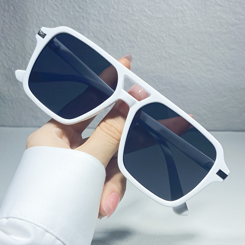 Stylish Double Bridge Gradient Sunglasses - Fashionable Shades for Women and Men - Perfect for Driving, Beach Party, and Casual Everyday Wear